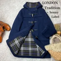 ロンドントラディション ダッフルコート チェック サニーレーベル別注 紺 34