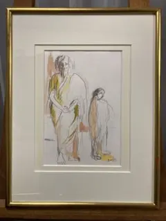素描　デッサン　肉筆　水彩　国展出品　[大沼陽子] カトマンズパターンにて