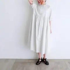 24SS オオカミとフクロウ フクロウと佇む木々の木漏れ日　ロングワンピース