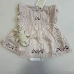 petit main ピンク刺繍ワンピース 80cm