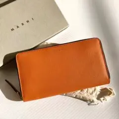 最終価格❗️ マルニ 長財布 ラウンドジップ ファスナー オレンジ シンプル