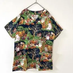 柄シャツ　ハロウィン　Ｔシャツ　派手柄　くま　希少　海外　WHITE CROSS