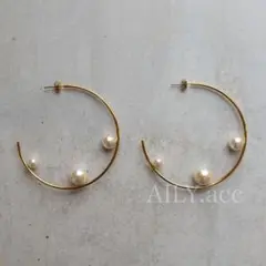 stainless bigパールフープピアス