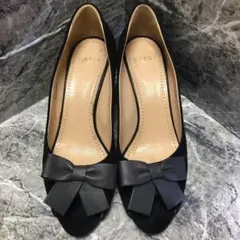【美品】 BALLY パンプス 37（23.5cm）黒 リボン