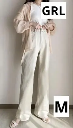 GRL グレイル　フリンジフレアパンツ　アイボリー　フレア　Mサイズ　未使用