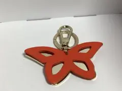美品フルラFURLA 蝶型キーホルダー オレンジ本物