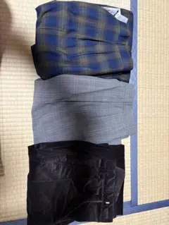 古着スラックス3点セット（青緑・グレー・黒）