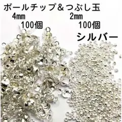 【200個】ボールチップ100個＆つぶし玉100個セット シルバー BAC043