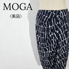 【美品】モガ　モノトーン柄 ラップ風デザイン タイトスカート オフィス