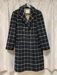 SNIDEL スナイデル snidel ウール ロングコート チェック ブラック