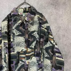90s vintage 長袖　柄シャツ　メンズ　M 古着　個性派　B1