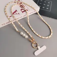 スマホショルダー スマホストラップ スマホチェーン ホワイト 白