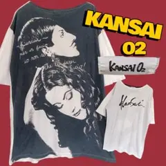 KansaiO2 山本寛斎　rock グランジ　モノクロプリントTシャツ　丈長め