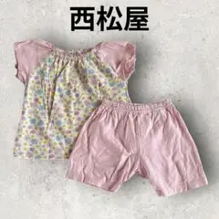 西松屋 キッズ 半袖パジャマセット 花柄パジャマ 夏パジャマ (80) ピンク系