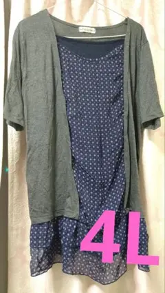 4L グレー チュニック 半袖