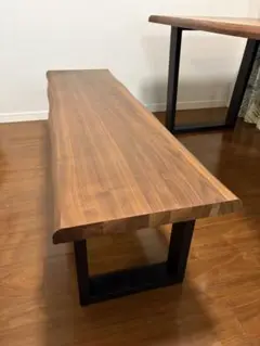 【値下げしました】ベンチ 140cm ウォールナット ダイニングベンチm木目 黒