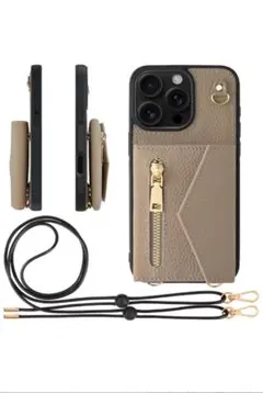 【新品未開封】HANATORA iPhone16Pro ケース 本革　グレージュ