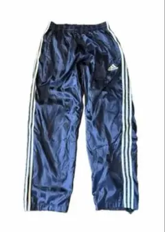 90s adidas 万国旗 ナイロンパンツ トラックパンツ ネイビー L