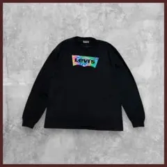 US古着 Levi's リーバイス ロゴ プリント ロンT ブラック Lサイズ