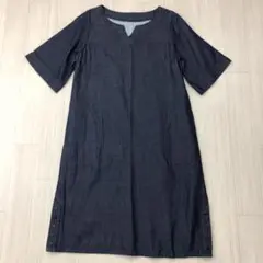 スキッパー 7分袖 ワンピース M ネイビー