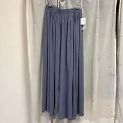 起毛カットプリーツパンツ ブルー フリーサイズ