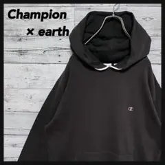 221【希少コラボ】チャンピオン × earth 刺繍ロゴ パーカー 入手困難