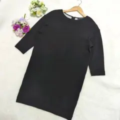 【美品】EPOCA ワンピース 黒色 40 Lサイズ ストレッチ ゆったり 膝丈