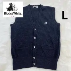 美品＊BLACK&WHITE＊ニットベスト＊ウエスティ＊ブラックテリア*グレー