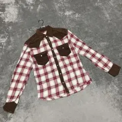 【ノーブランド】（M）ウエスタンシャツ ヴィンテージ コーデュロイ チェック柄