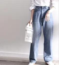 classicalelf ゆったりハイウエストワイドストレート デニムパンツ