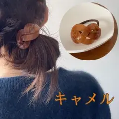 ヘアゴム シンプル 韓国 大人 ヘアアクセサリー 髪留め お洒落 キャメル