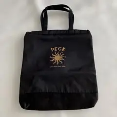 ペック　オリジナルトートバッグ　シックな焦茶地にペックのロゴプリント