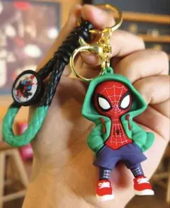 スパイダーマン キーホルダー PVC製 緑フード