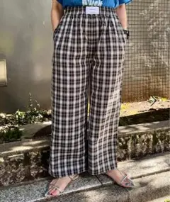 タグあり美品 バヤコ企画 チェックパンツ 黒 F