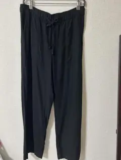 GAP ウォッシュウェル リネン ワイドパンツ 黒色