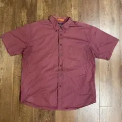00s DOCKERS 赤半袖シャツボックスシルエットレッド短丈カジュアル　XL