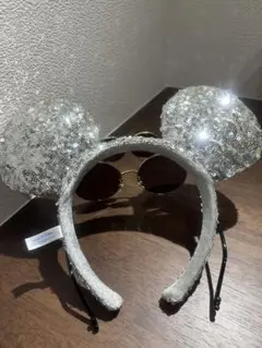 東京ディズニーランド シルバー スパンコール ミッキーマウス カチューシャ