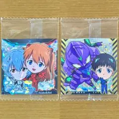 エヴァ シールウエハース2 SRアスカ&レイ SSR初号機&シンジ 2枚セット