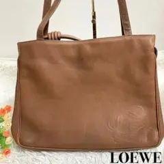 【極美品✨】 LOEWE ロゴ刻印 レザー トートバッグ ハンドバッグ ブラウン