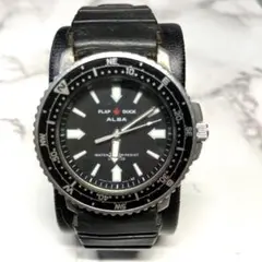レア中古動品◇Y101-6050◆セイコー アルバ フラップダック◇3針◇黒