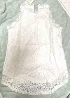 レース トップス レディース タンクトップ キャミ ノースリーブ ホワイト S