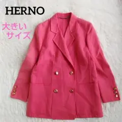 ヘルノ ダブルテーラードジャケット 金ボタン ピンク HERNO