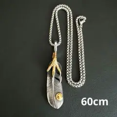 メンズ ネックレス フェザー 羽 ステンレス 60cm 管理a22