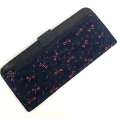 インデン☆鹿革 長財布 紺色/トンボ柄