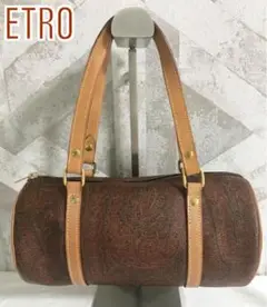 【美品】ETRO エトロ レザー ペイズリー柄 ハンドバッグ ボストンバッグ
