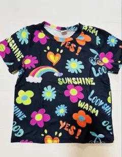 カラフル花柄Tシャツ（黒色）