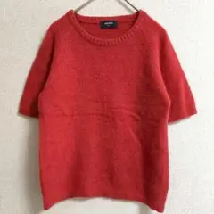 s0556【ユニクロ】半袖ニットセーター 小さめサイズ ウール・アンゴラ混