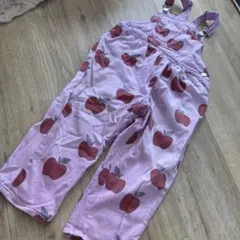 kids 古着　next 5-6y オーバーオール　海外子供服　りんごプリント