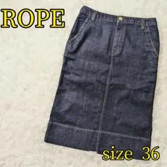 rope ロペ デニム タイト スカート ストレッチ 伸縮性 金ボタン 36