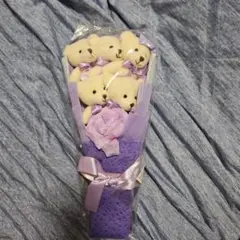 タイトー限定　くまさんのぬいぐるみブーケ 紫